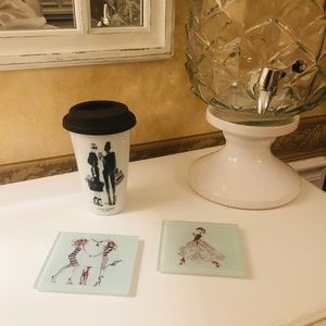 NEW Henri Bendel 2-Piece Coaster Set (Glass)